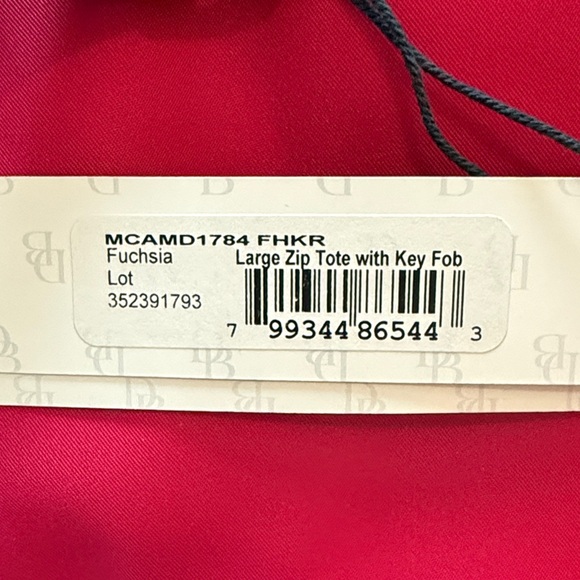 Brand New with tags Dooney & Bourke Fuchsia Tote with Brown Straps - Picture 4 of 7